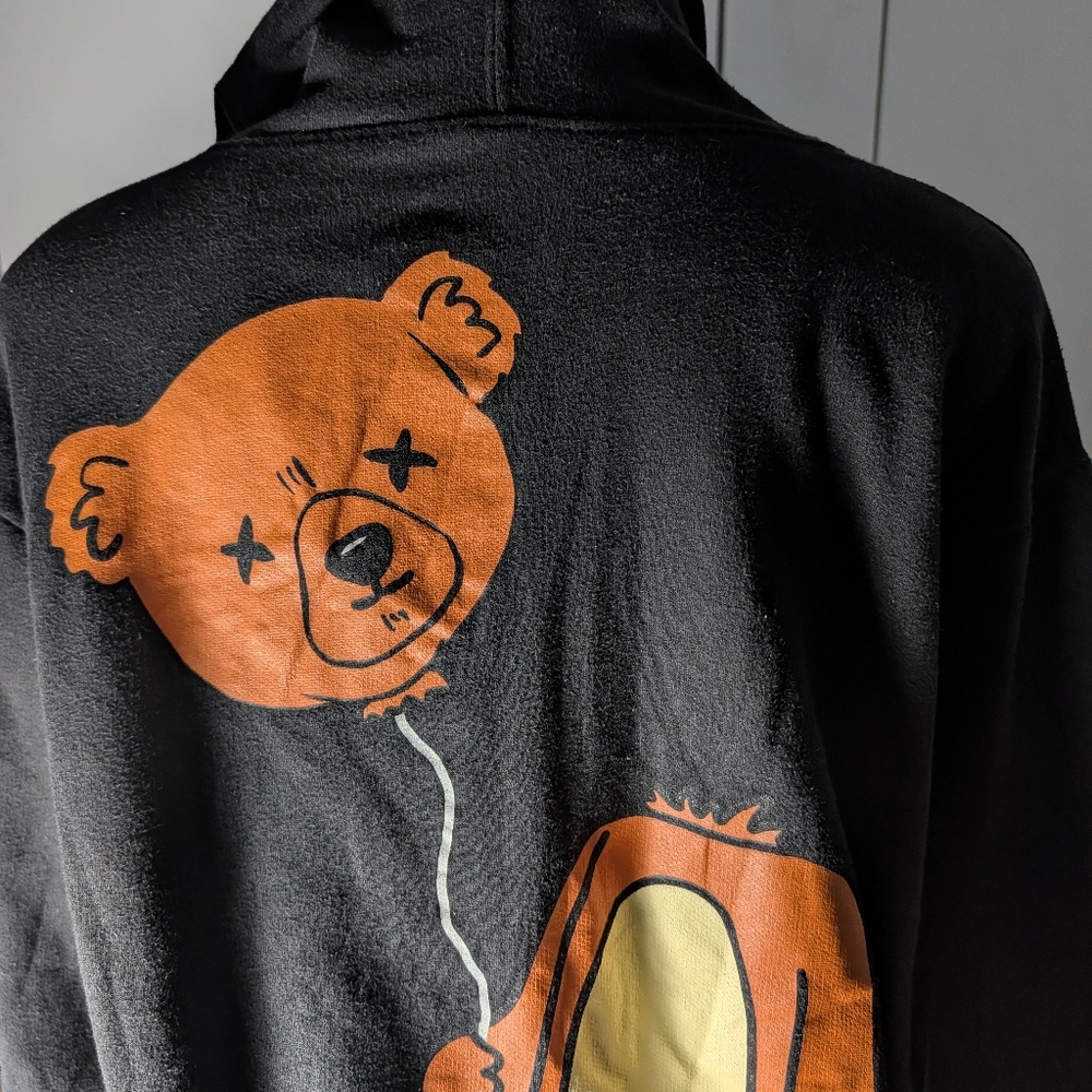 Fresh Laundry Black and orange bear Mens hoodie Size L - Picture 3 of 6